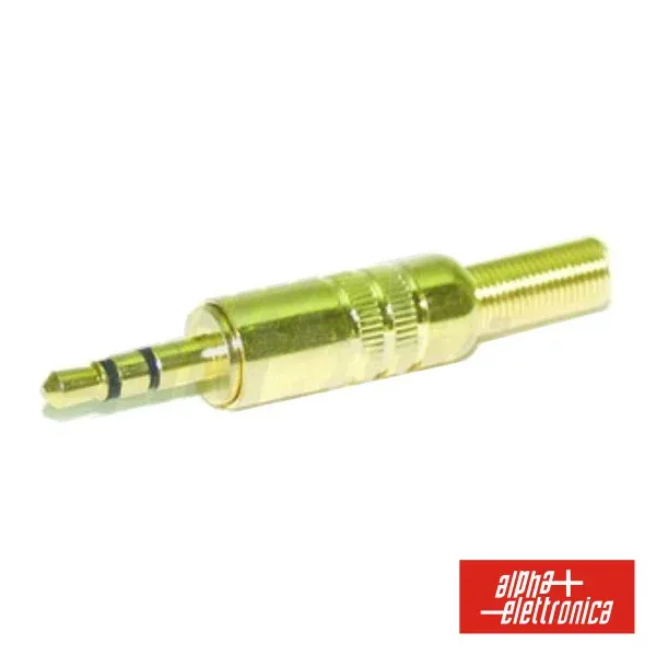 Ficha Jack 3.5mm Macho Stéreo C/ Proteção Dourado