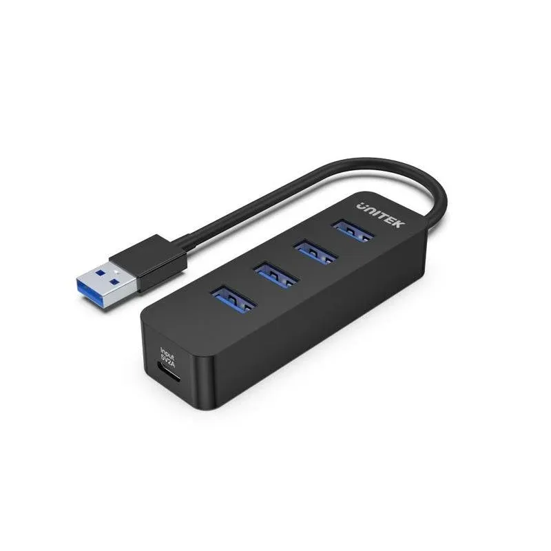 Hub Unitek 5 portas 5000 Mbit/s modelo uHUB Q4 USB 3.2 Gen 1 Preto ABS