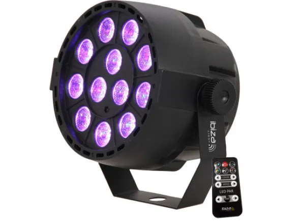 Ibiza Projector Par c/ 12 LEDS RGB 3W ABS COMANDO MIC DMX PAR-MINI-RGB3