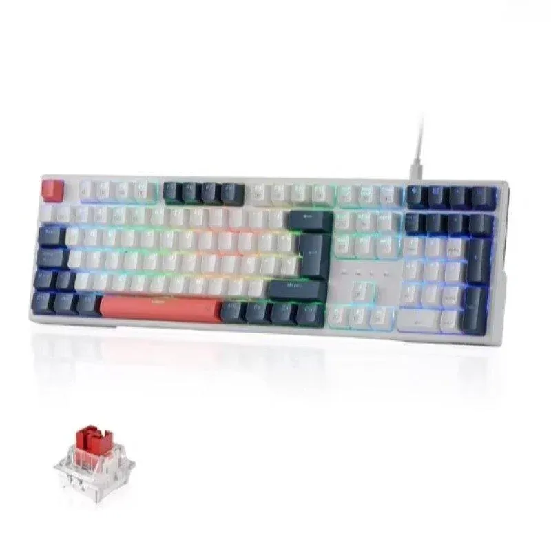Teclado Generica com cabo, switches vermelhos e conector Hot-Swappable melhorado RGB