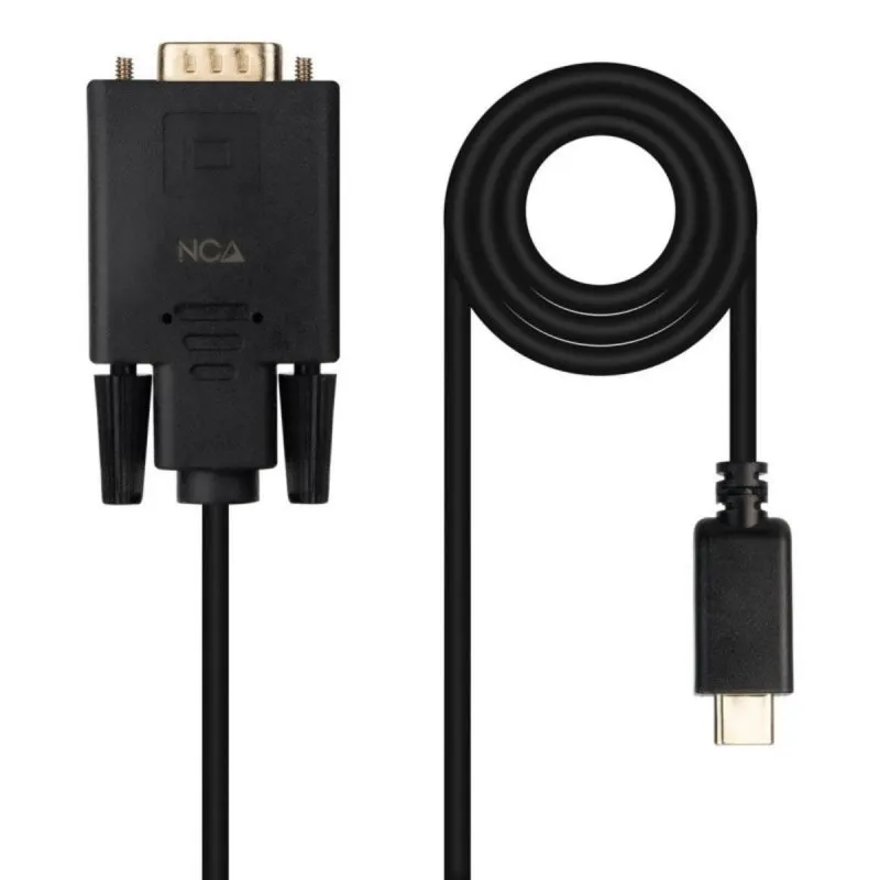 Cable Conversor USB-C Nanocable 10.15.5202 1,8m VGA Negro Plug & Play