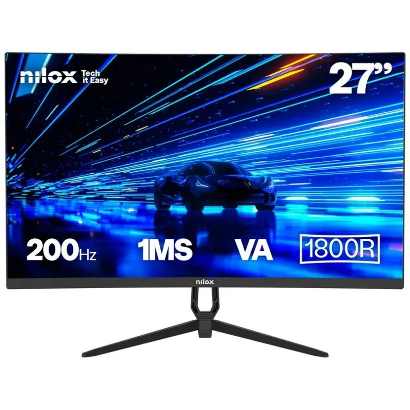 Nilox NXM27CRV2001 Monitor Curvo 27'' VA Full HD 200Hz 1ms HDMI 2.1 DP 1.4 Preto
