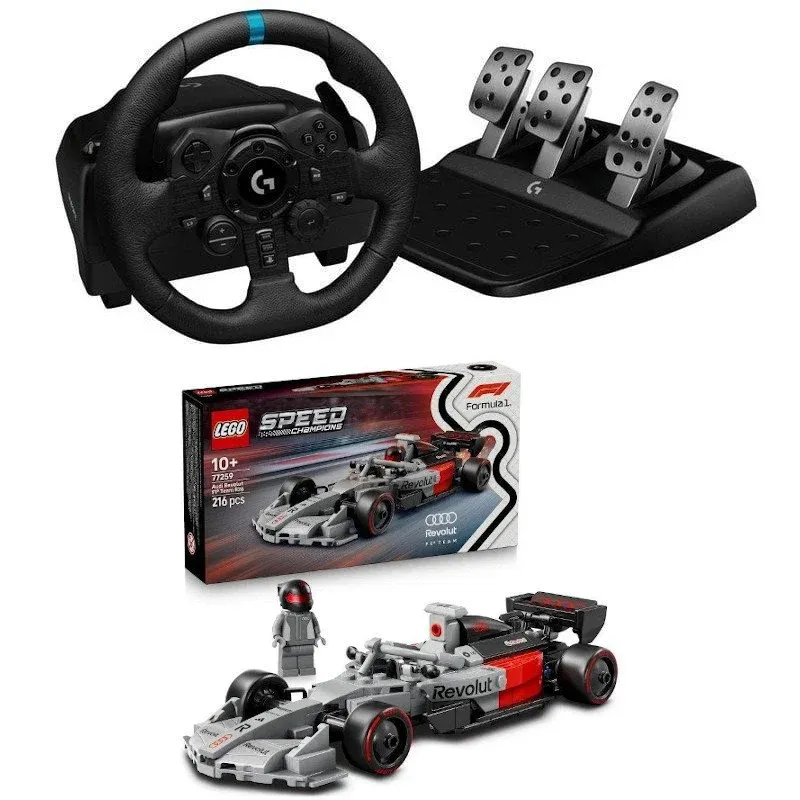 Volante Logitech G923 PS4 PS5 PC com Pedais e LEGO Audi F1 R26