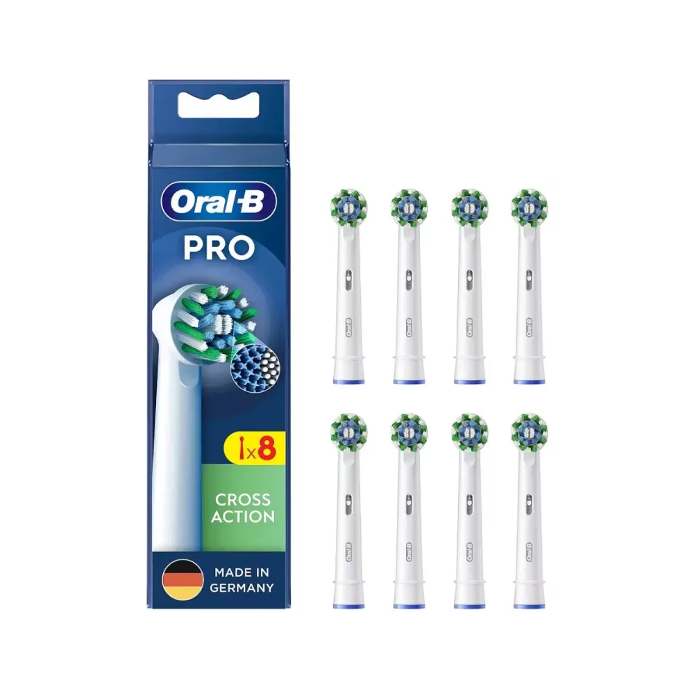 Cabeças de Escova de Dentes Oral-B CrossAction Brancas (8 Unidades)