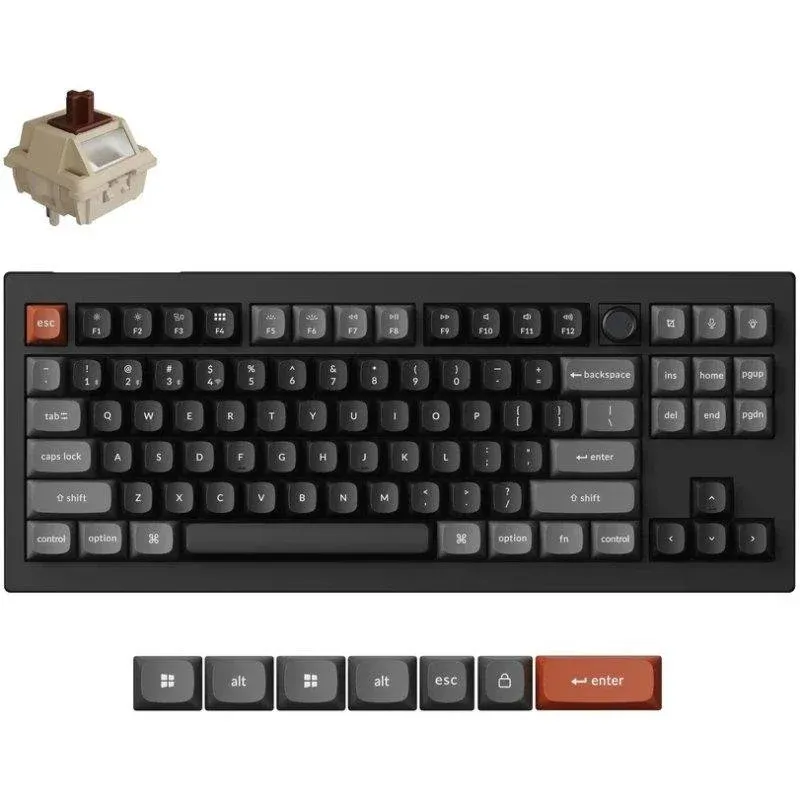 Teclado Keychron V3 Ultra 8K Wireless Hot-swappable RGB Brown Switch Black Spanish Layout