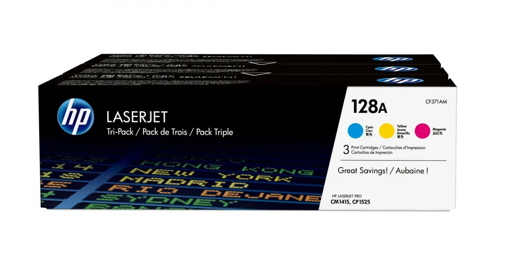 HP 128A 3-pack Cyan/Magenta/Yellow Original LaserJet Toner CF371AM