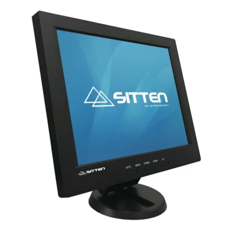 Sitten LCD121T - Monitor TFT 12” Touch, USB. LED. Tela Touch Resistiva : 200 nits Tempo de Resposta 8 msec. Resolução máx: 800x600. Base de plástico, inclinável. VESA.