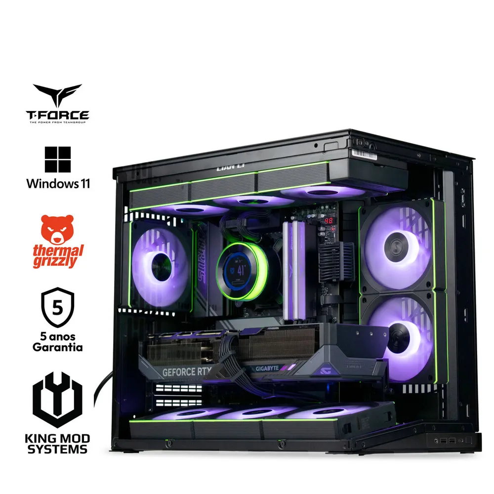 Computador King Mod Gamer-PC Lian Li Ryzen 7 9850X3D 32GB DDR5 2TB RTX 5080 WiFi W11 - Black Edition