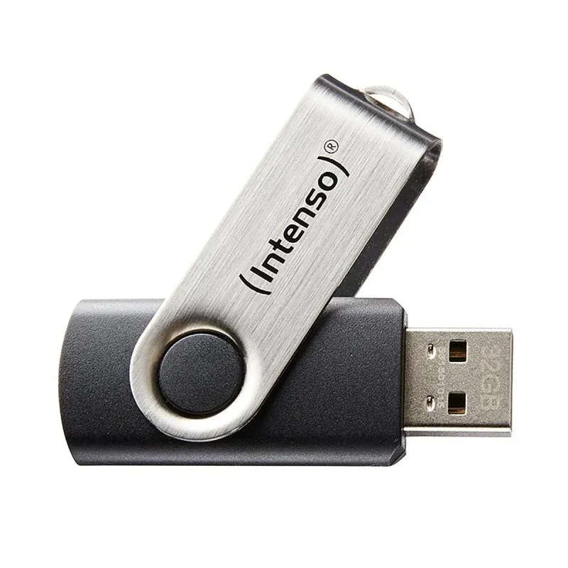 Pen Drive Intenso Basic Line Pendrive 16GB USB 2.0 Giratória Preta/Prateada
