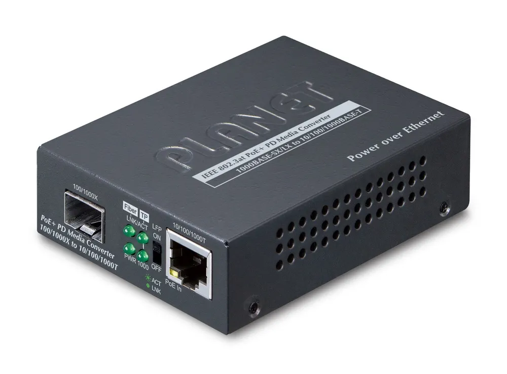 PLANET 802.3at PoE+ PD network media converter 2000 Mbit/s GT-805A-PD
