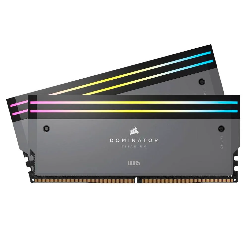 Memória RAM UDIMM Corsair Dominator Titanium RGB 64GB (2x32GB) DDR5-6000MHz (AMD Expo/Intel XMP) CL30 (30-36-36-76) 1.40V Cinza