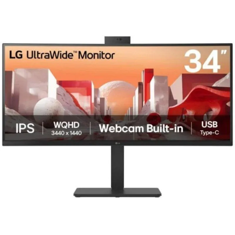 LG 34BA85QE-B 34" UWQHD IPS Monitor Curvo HDR10 60Hz 2xHDMI com Webcam e Microfone