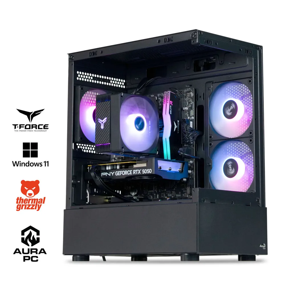 Computador AURA Gamer-PC Intel i5 12400F 16GB DDR4 500GB RTX 5050 WiFi W11
