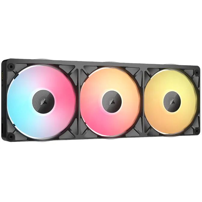 Ventoinha Corsair iCUE Link RX360 II Unified Frame Pretas RGB PWM Tripla Ventoínha 120mm (360mm) com HUB