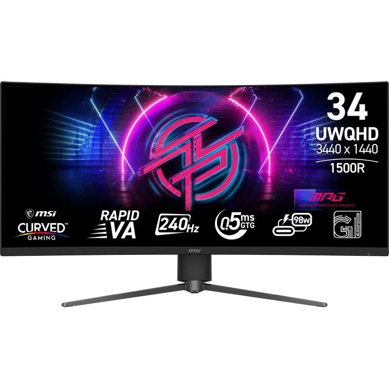 Monitor MSI MPG 346CQRF X24 34″ 3440 x 1440 240Hz VA Curvo 0,5ms USB-C DisplayHDR400 Sincronização Adaptativa