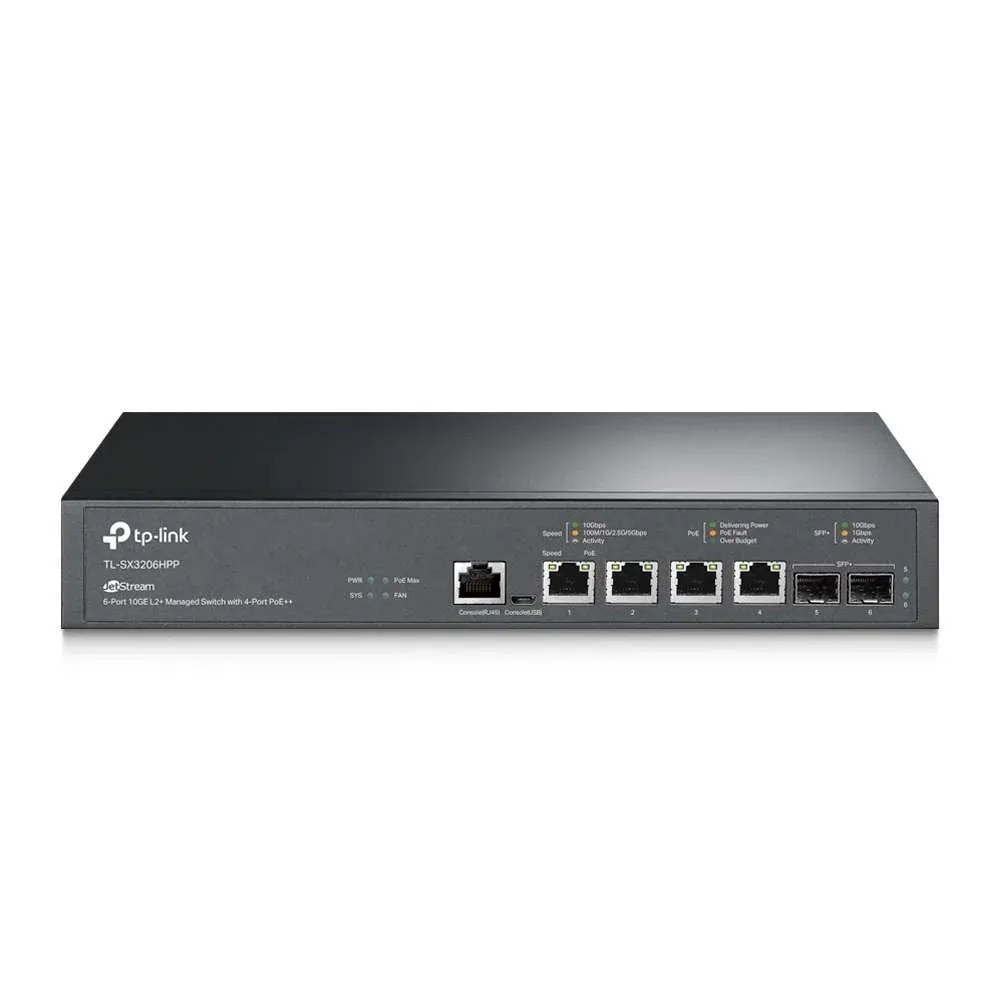 Switch TP-Link TL-SX3206HPP JetStream 6 Portas 10GbE Managed PoE++ + 2 Portas SFP+ (10GbE) Rack Mountable