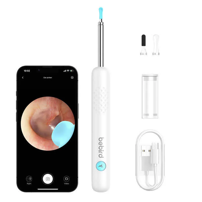 Otoscópio R1 c/ Câmara p/ Limpeza de Ouvidos (Branco) - BEBIRD