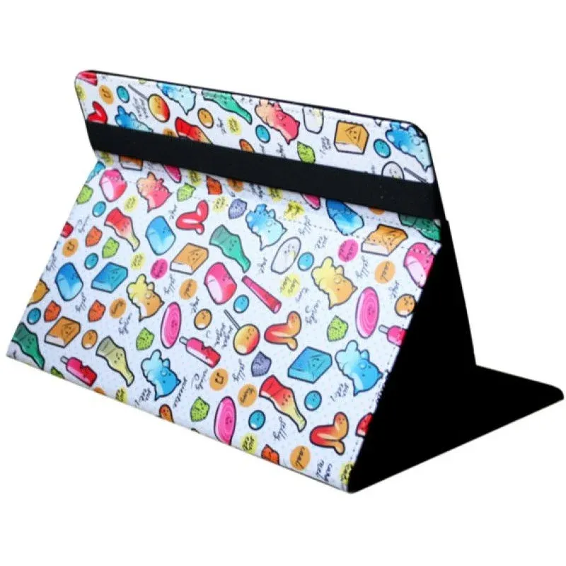 Capa universal SilverHT Cool Candy White com impressão e suporte para tablets de 9 a 11"