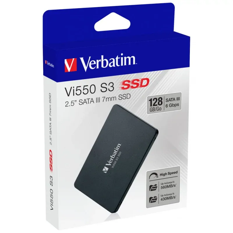 VERBATIM SSD VI550 128GB SATA 3 (7MM HEIGHT) 2.5" 550 MB/SEG
