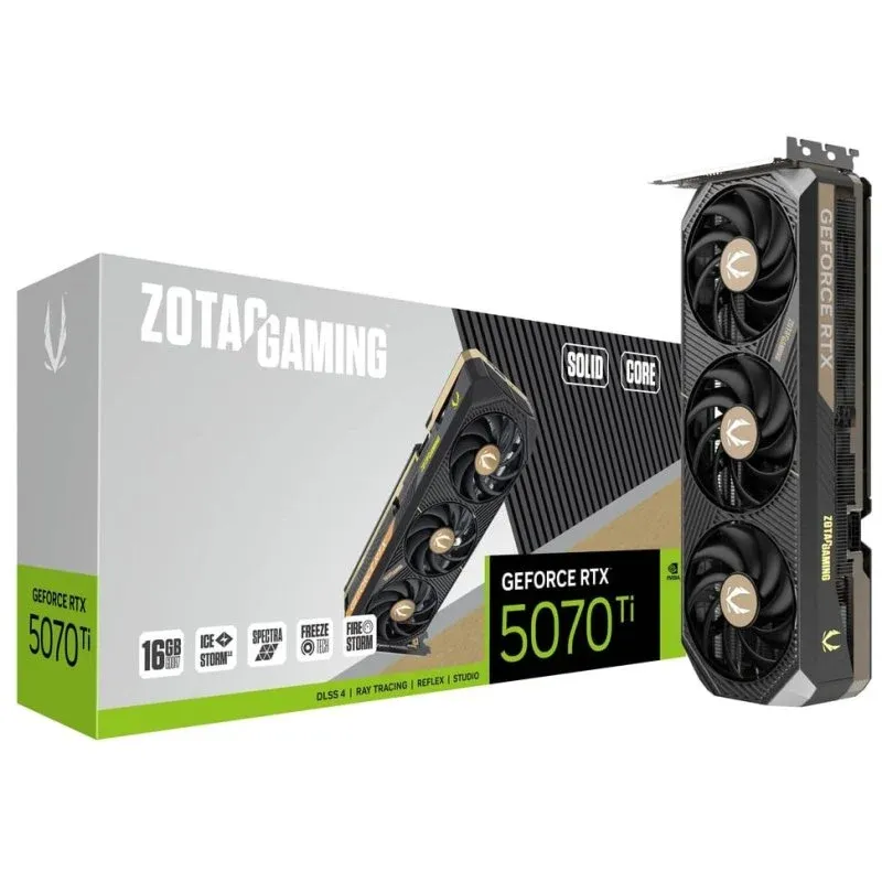 Placa Gráfica ZOTAC GAMING GeForce RTX 5070 Ti NÚCLEO SÓLIDO 16 GB GDDR7 Reflex 2 RTX AI DLSS4