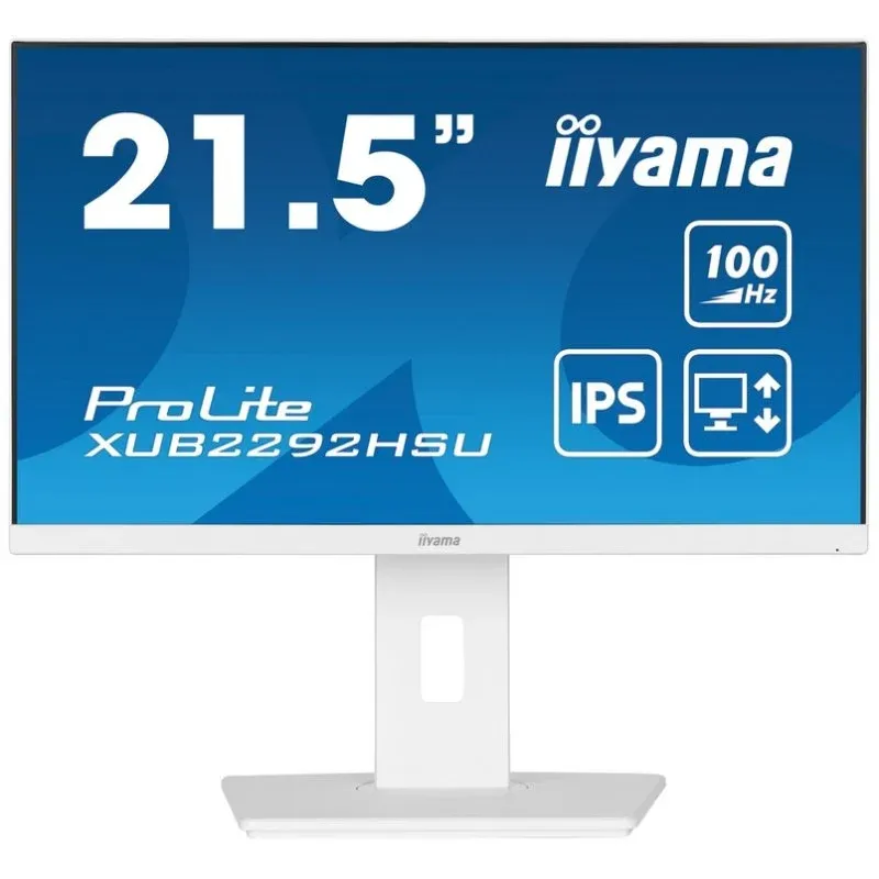 Monitor iiyama ProLite XUB2292HSU-W6 21.5" IPS FullHD 100Hz USB-A Alto-falantes Altura Ajustável