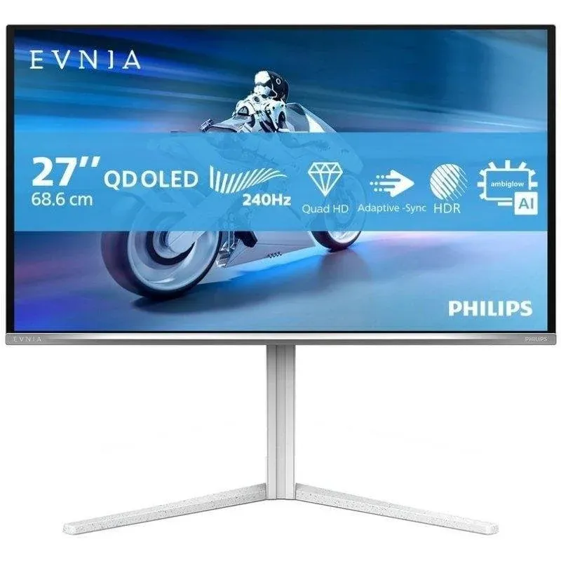 Monitor Philips Evnia 6000 27M2N6501L 26.5" QuadHD 240Hz QD-OLED HDR10 G-SYNC 0,03ms Branco