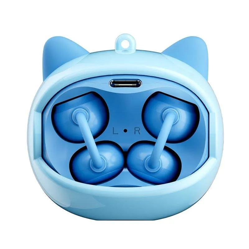 Auriculares Blackview Airbudsk1 Bluetooth 6.0 sem fios para crianças, design divertido azul
