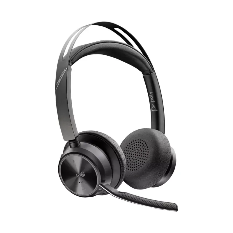 Poly Voyager Focus 2 - Auscultadores - no ouvido - bluetooth - sem fios - cancelamento de ruído activo - USB-C através de adaptador de Bluetooth - preto - Certificado para Microsoft Teams, Certificação Zoom