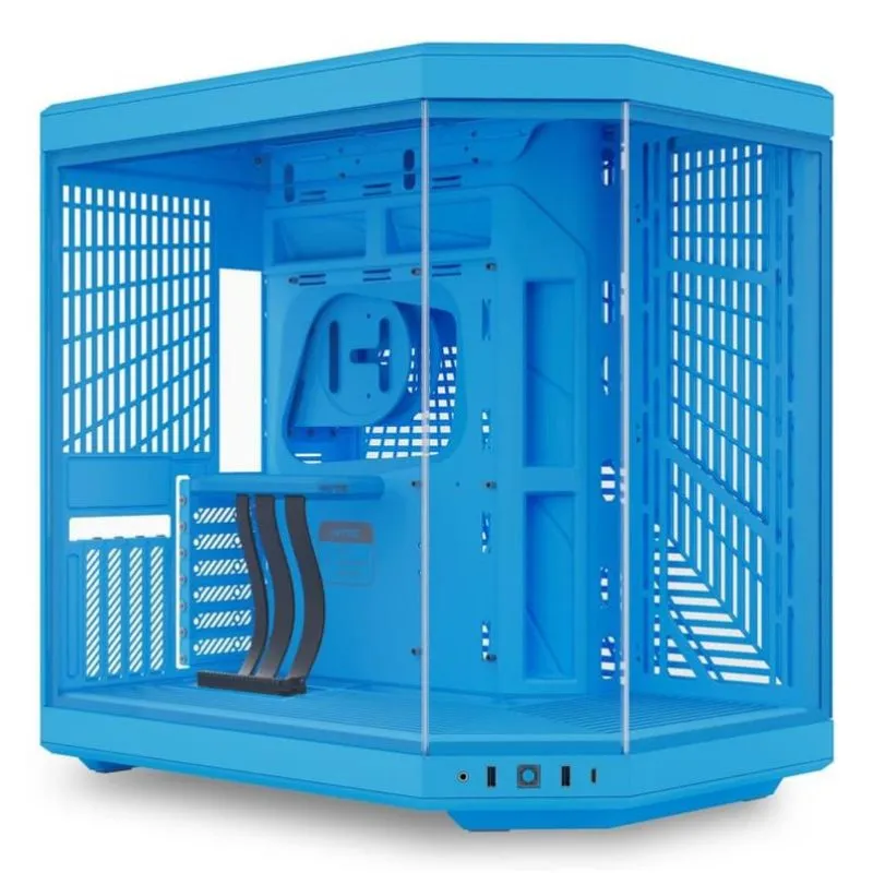 Caixa PC Hyte Y70 Azul Vidro Temperado EATX ATX ITX 4 ranhuras panorâmica