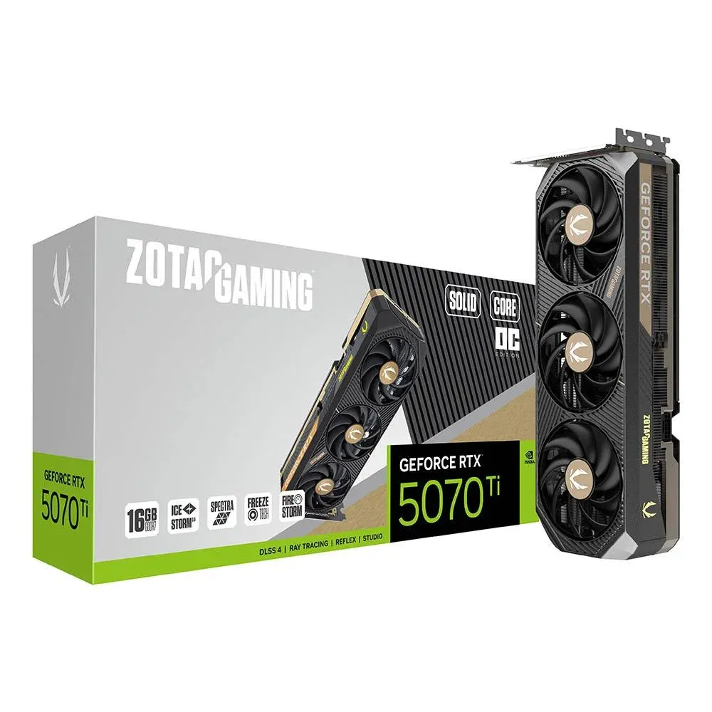 Placa Gráfica Zotac Gaming NVIDIA GeForce RTX 5070 Ti "Blackwell" Solid Core OC 16G GDDR7 DLSS4