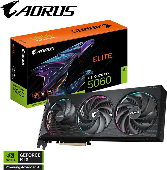 Gráfica Gigabyte GeForce® RTX 5060 Aorus Elite 8GB GDDR7 DLSS4