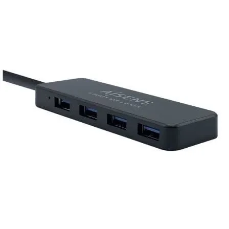 Hub USB 3.0 4 Portas USB 3.2 Gen 1 Type-A 5000 Mbit/s Aisens Preto