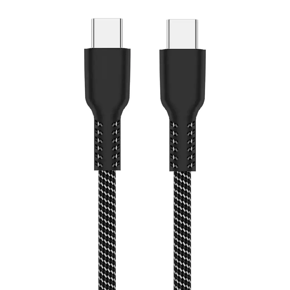 Cabo USB-C Ewent EC1089 Fabric PD60W 480Mbps 2m Preto/Branco