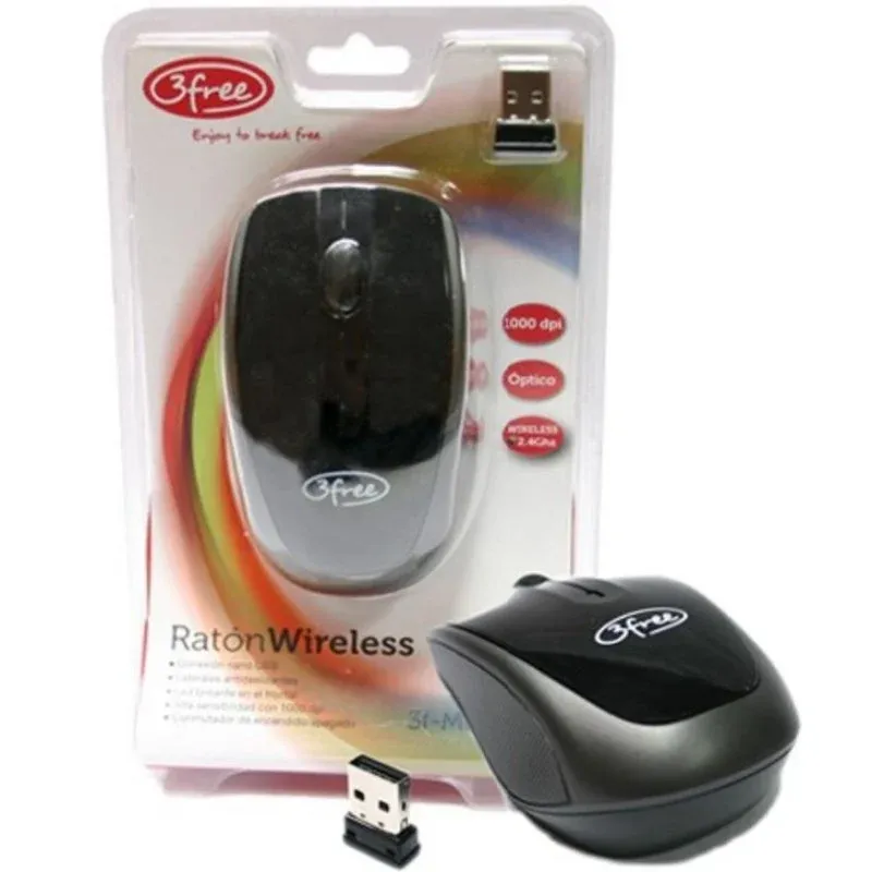 Ratón 3free 3F-MCW401 RF sem fios 1000 DPI Preto Ergonómico