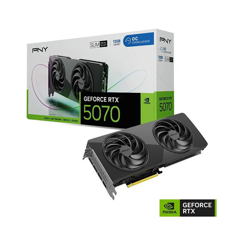 Placa Gráfica PNY NVIDIA GeForce RTX 5070 Blackwell Dual Fan Slim OC 12GB GDDR7 DLSS4