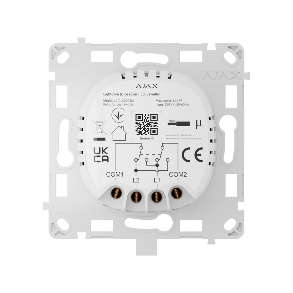 Relé Inteligente de Cruzamento Ajax LightCore 868MHz Jeweller Branco