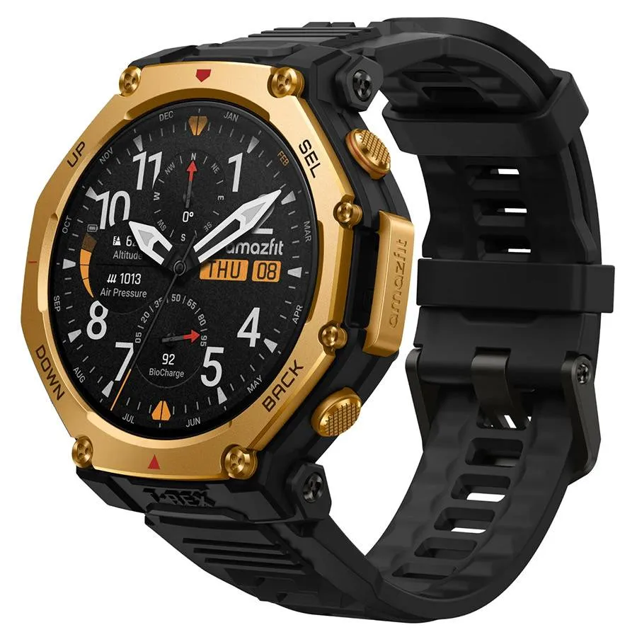 Smartwatch Amazfit T-Rex 3 Pro | 48mm | 10ATM | GPS com Mapas | 180 Modos Desporto | Rastreamento Saúde e Sono | Black Gold