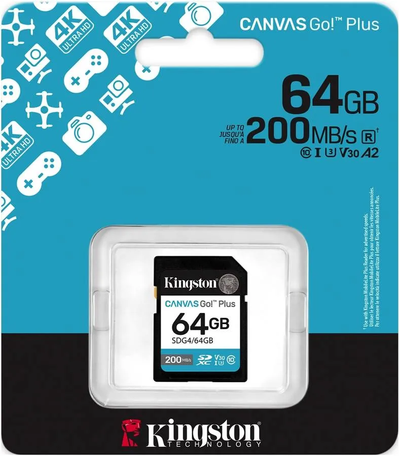 Cartão de Memória KINGSTON 64GB Canvas Go+ G4