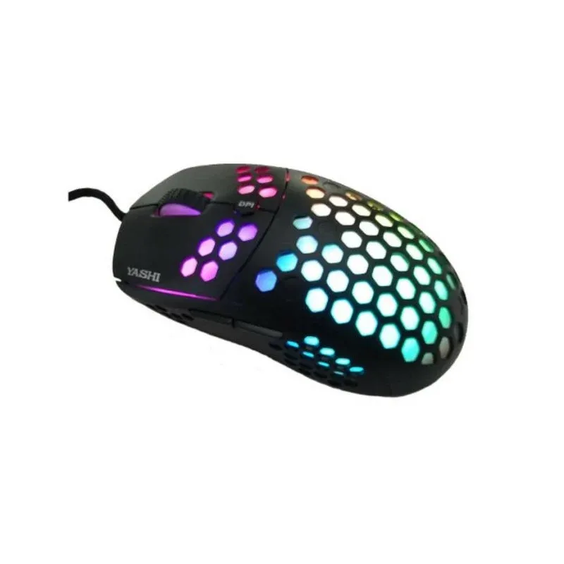 Rato Yashi ACEY100 USB 6400DPI Preto RGB 6 Botões Gaming