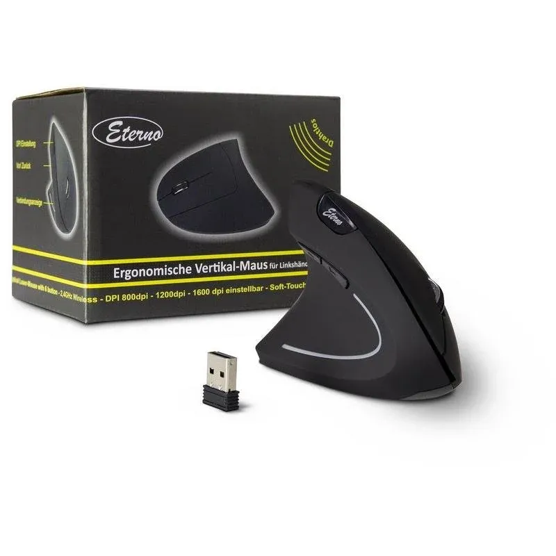 Rato Inter-Tech KM-206L RF sem fios 1600 DPI Preto Branco Design vertical
