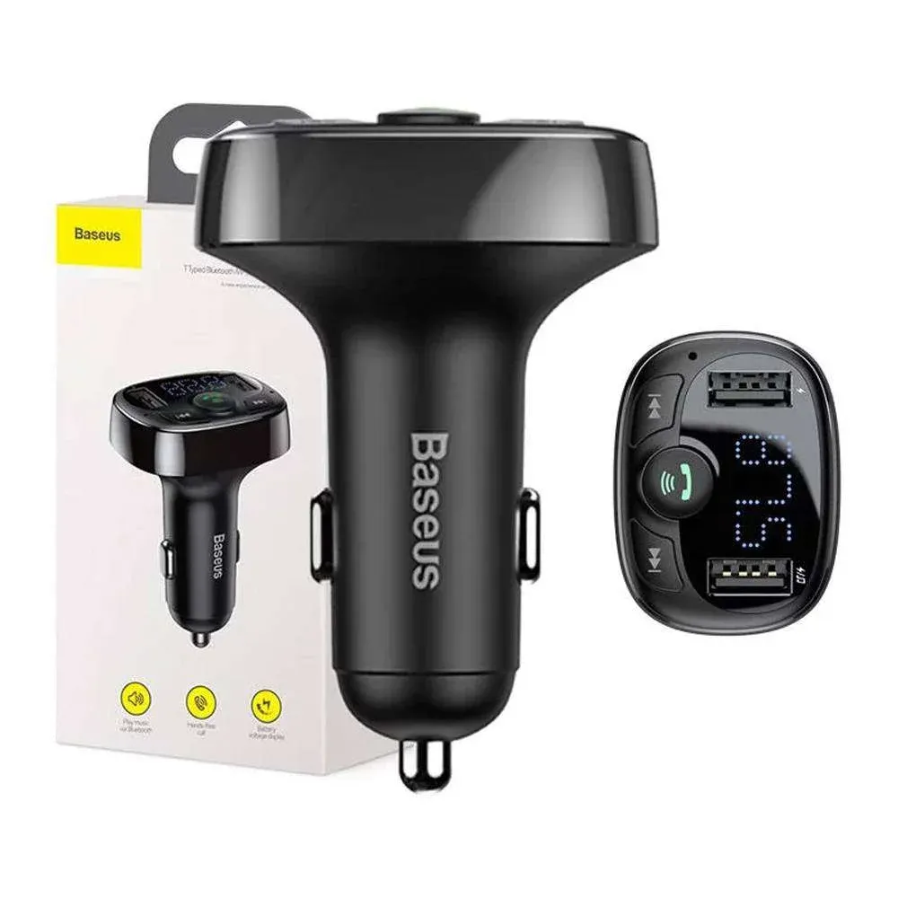 Carregador de Isqueiro Baseus S-09A 3.4A Dual USB-A + Transmissor FM/Bluetooth/MicroSD Preto