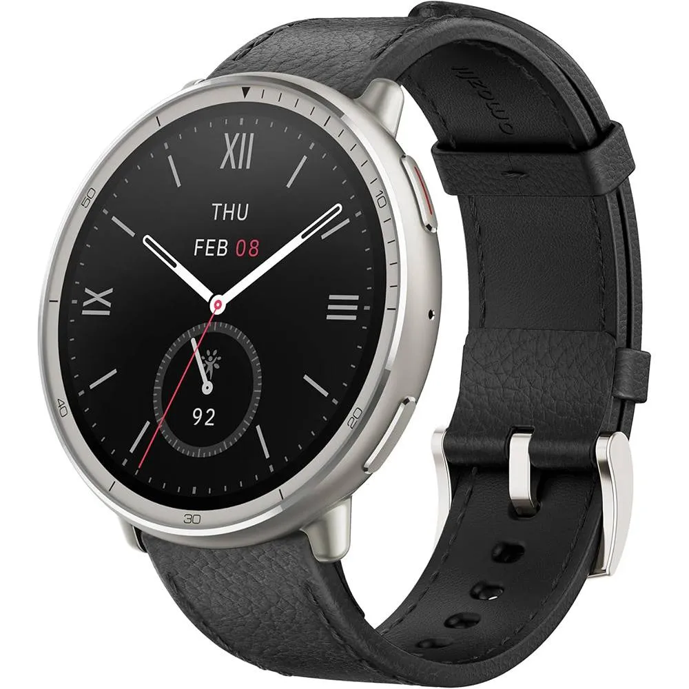 Smartwatch Amazfit Active 2 (Round) | 44mm | 5ATM | GPS com Mapas | 160 Modos Desporto | Rastreamento Saúde e Sono | Black Leather