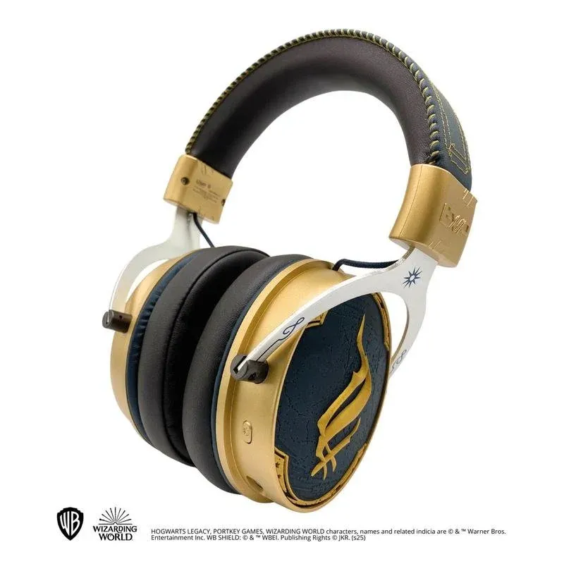 Auriculares Lexip Hogwarts Legacy Ancient Magic sem fios/com fio Bluetooth Gaming com luz RGB Azul/Ouro