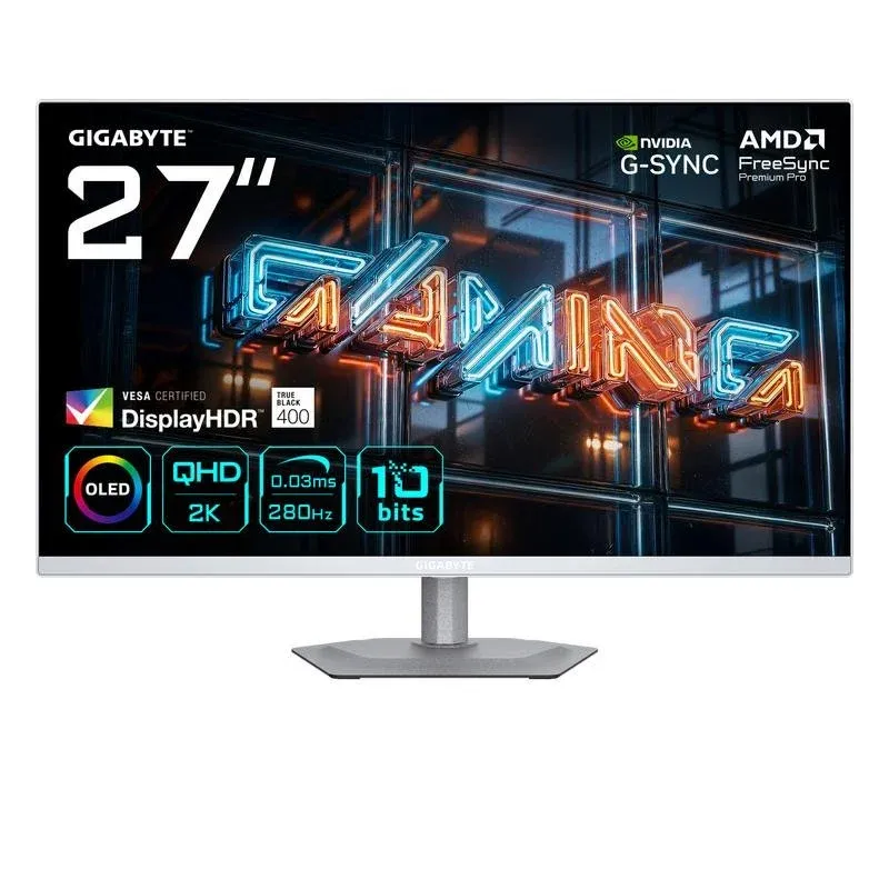 Monitor GIGABYTE MO27Q2A ICE 27" QHD 280Hz QD-OLED FreeSync G-SYNC HDR400 Ajuste altura