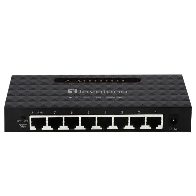 Switch Level One GEU-0821 8 Portas Gigabit Ethernet Gerido Montagem Parede