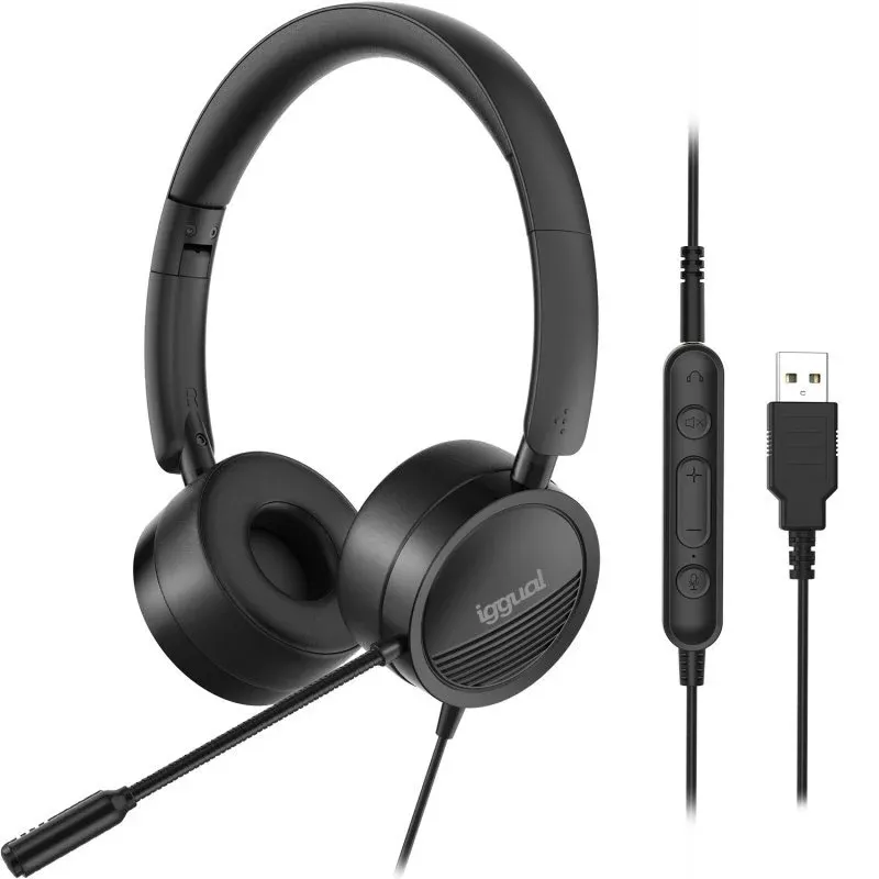 Iggual Dual Tech Headset com Microfone Pretos