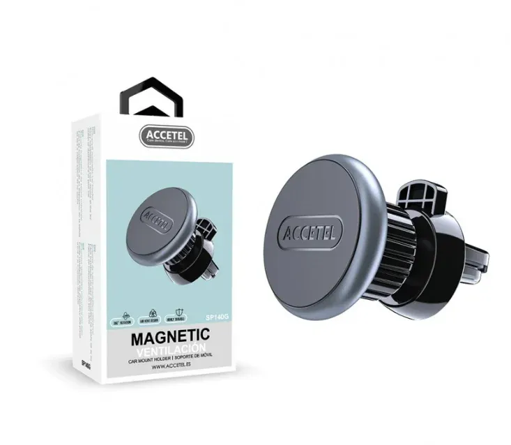 Suporte Magnético ACCETEL SP140G Car Mount 360º Saídas De Ar Giratórias Cinzento