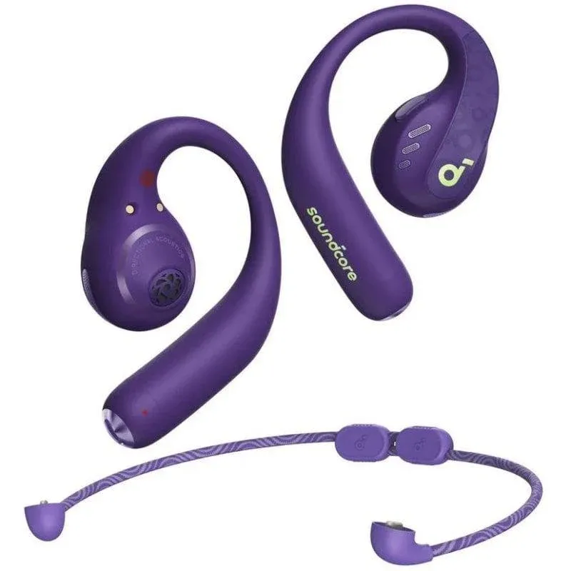 Auriculares Soundcore AeroFit Pro sem fios Bluetooth com Cancelamento de Ruído, Microfone e controlo por voz, roxo