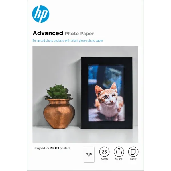 Papel Fotográfico HP Advanced Brilhante 101 x 152 mm (25 folhas)