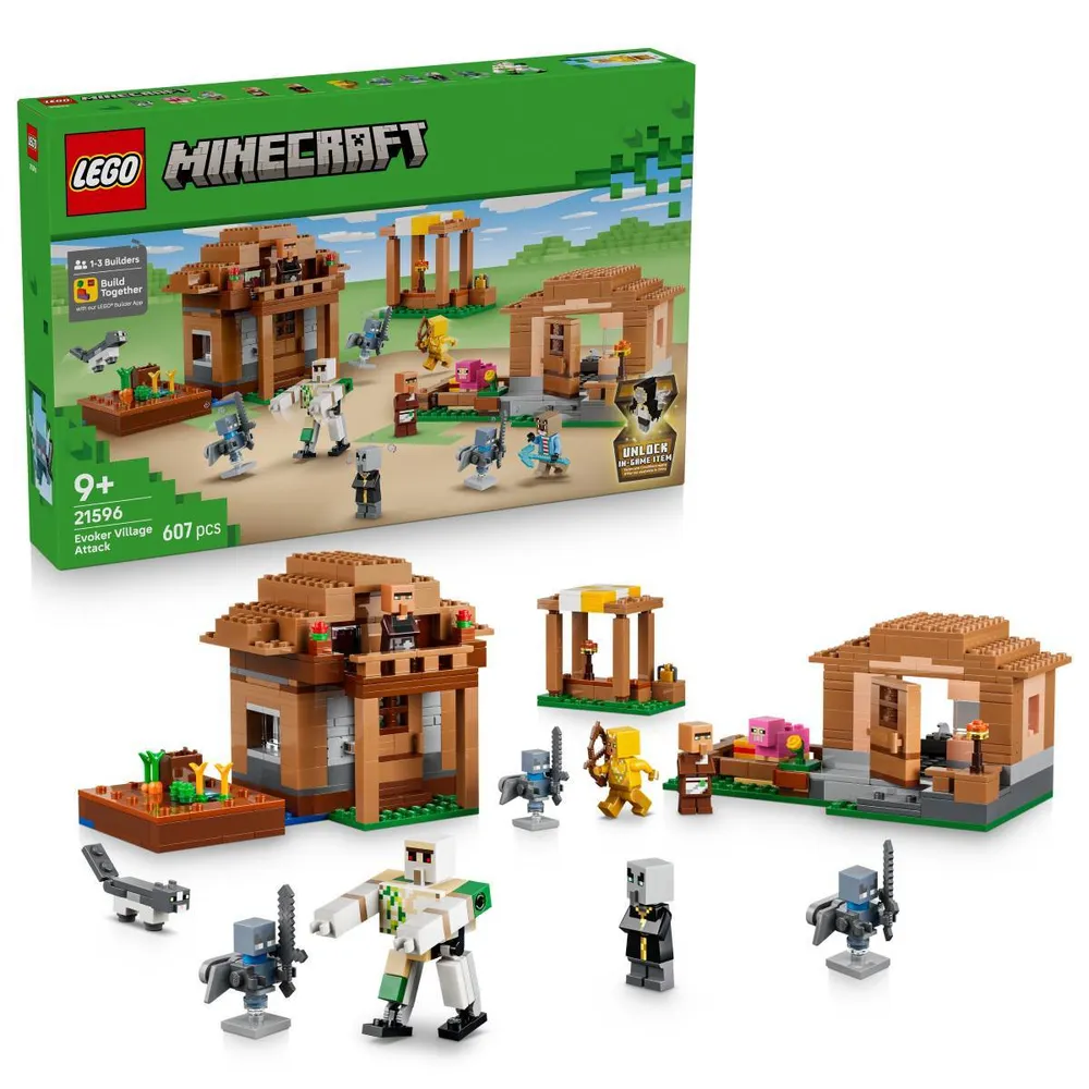 LEGO Minecraft: Ataque à Aldeia do Evocador | Idades 9+ | 607 Peças | Item 21596